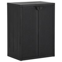 Opbevaringsskab til haven 65x45x88 cm PP-rattan sort