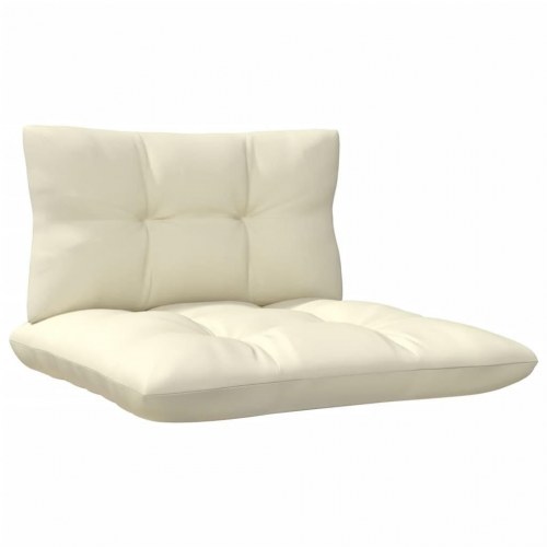 Midterdel til havesofa med hynder - massivt fyrretræ, gyldenbrun/creme