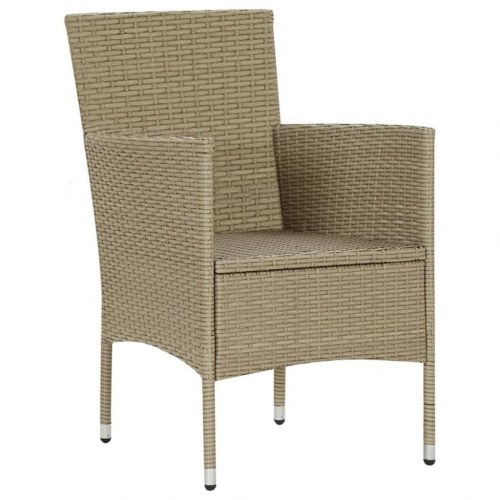 Spisebordssæt til haven med hynder - 7 dele, polyrattan, beige
