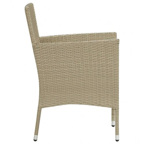 Spisebordssæt til haven med hynder - 7 dele, polyrattan, beige