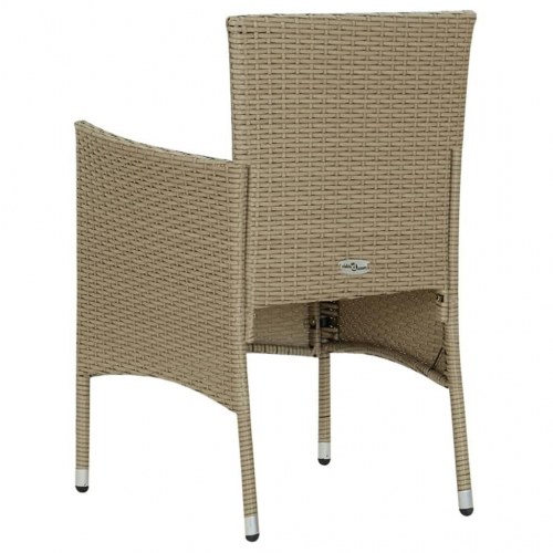 Spisebordssæt til haven med hynder - 7 dele, polyrattan, beige