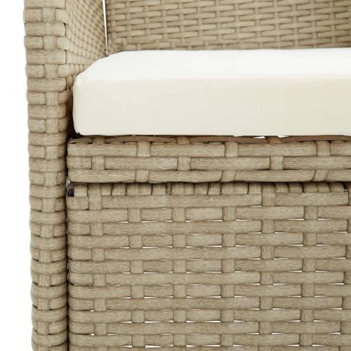 Spisebordssæt til haven med hynder - 7 dele, polyrattan, beige