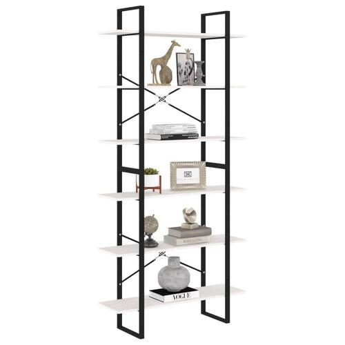 Reol 100x30x210 cm massivt fyrretræ hvid