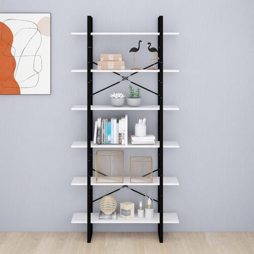 Reol 100x30x210 cm massivt fyrretræ hvid