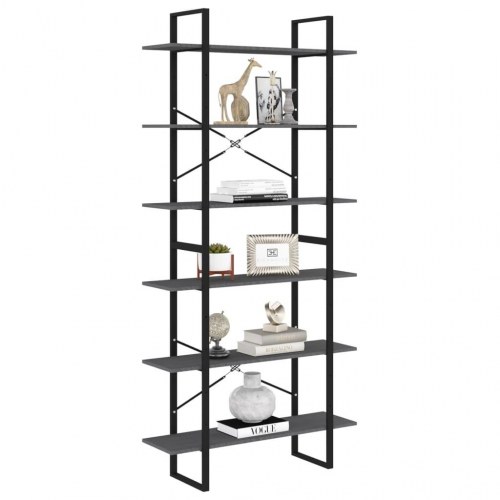 Reol 100x30x210 cm massivt fyrretræ grå