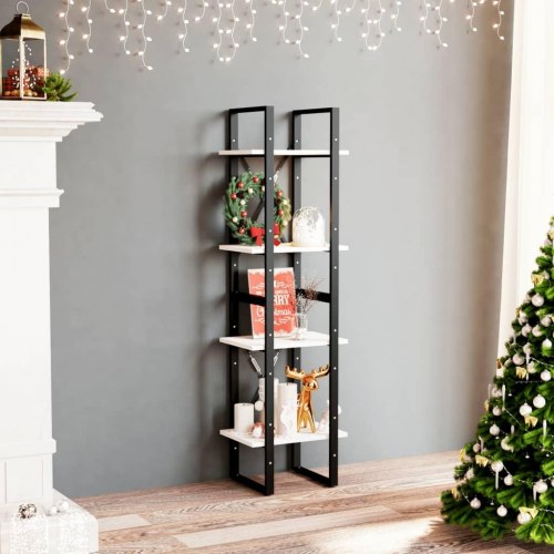 Bogreol 40×30×140 cm med 4 hylder - massivt fyrretræ, hvid