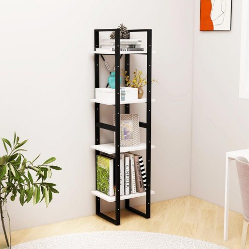 Bogreol 40×30×140 cm med 4 hylder - massivt fyrretræ, hvid