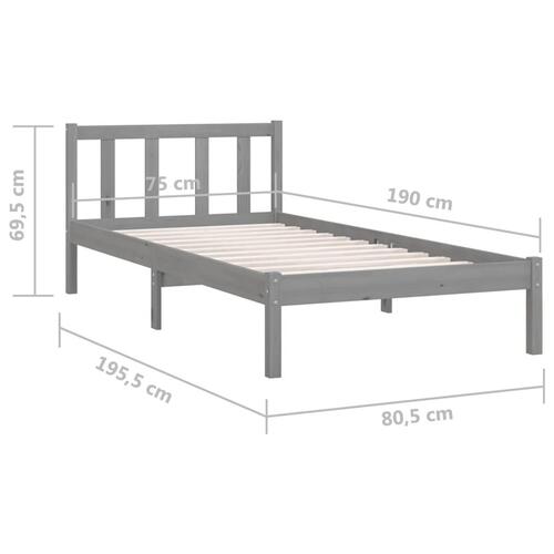 Sengeramme 75x190 cm 2FT6 Small Single massivt fyrretræ grå