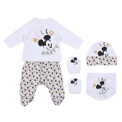 Sæt med tøj Mickey Mouse 4 Dele Hvid (1 måned)