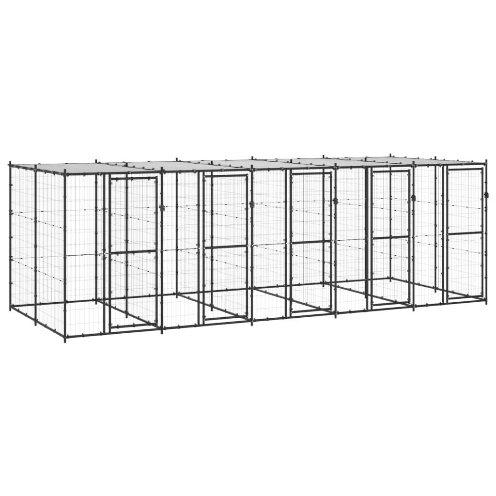 Billede af Udendørs hundebur med tag 12,1 m² stål