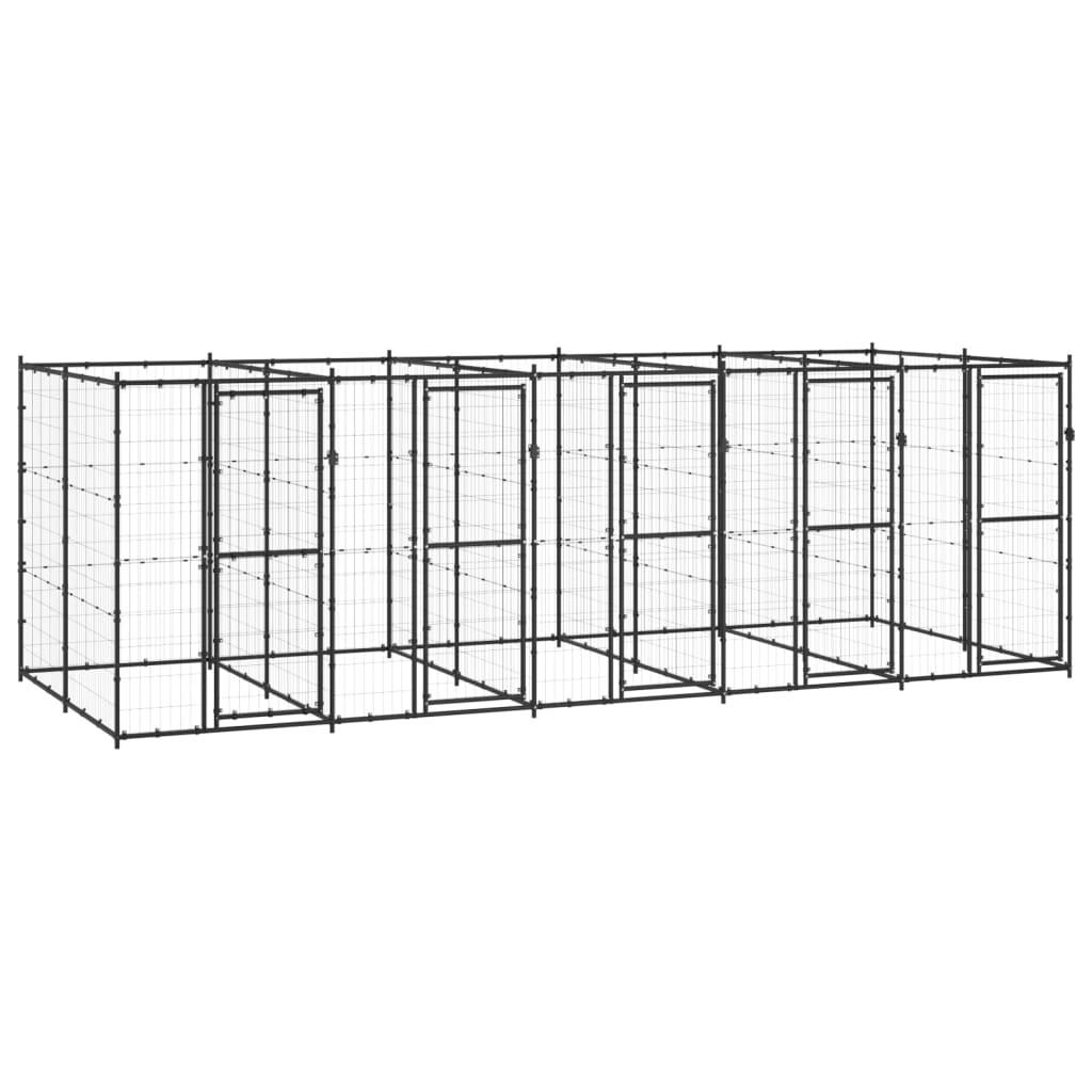 Udendørs hundebur 12,1 m² stål