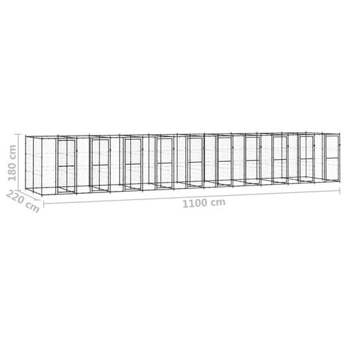Udendørs hundebur 24,2 m² stål