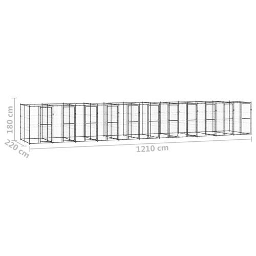 Udendørs hundebur 26,62 m² stål