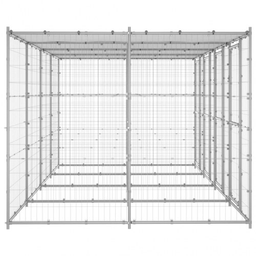Udendørs hundebur med tag 9,68 m² galvaniseret stål