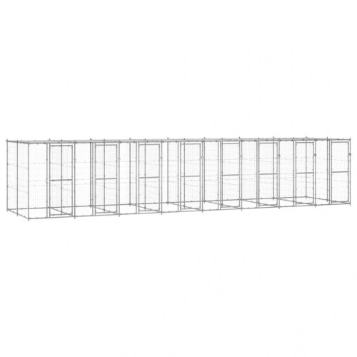 Udendørs hundebur med tag 19,36 m² galvaniseret stål