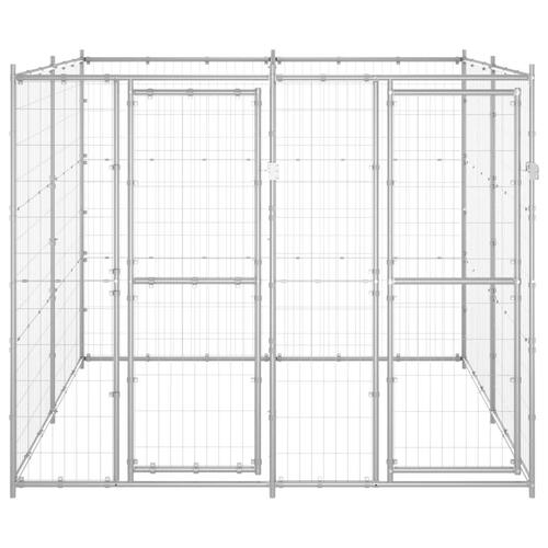 Udendørs hundebur 4,84 m² galvaniseret stål
