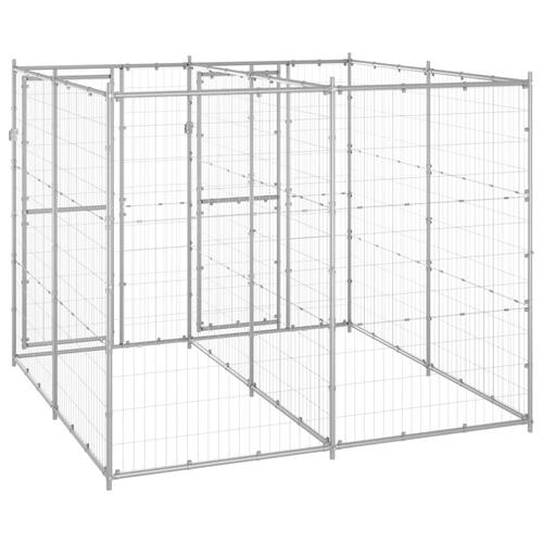 Udendørs hundebur 4,84 m² galvaniseret stål