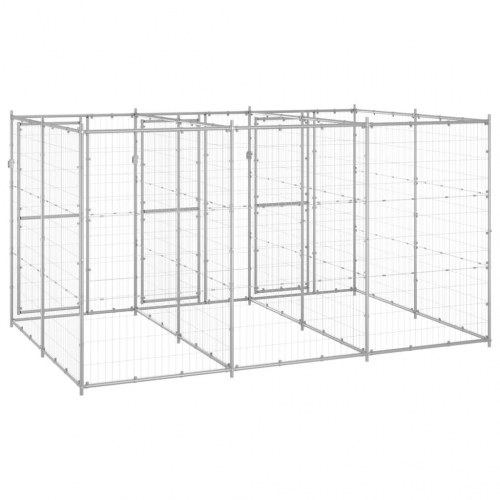 Udendørs hundebur 7,26 m² galvaniseret stål