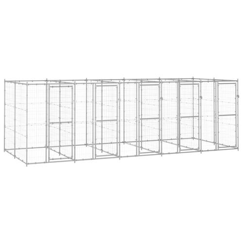 Udendørs hundebur 12,1 m² galvaniseret stål