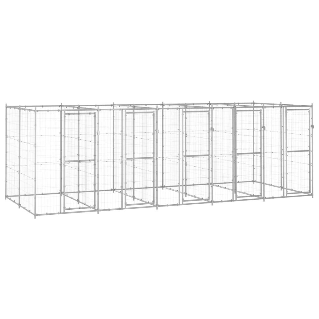 Udendørs hundebur 12,1 m² galvaniseret stål