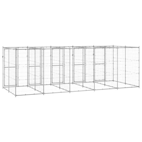 Udendørs hundebur 12,1 m² galvaniseret stål