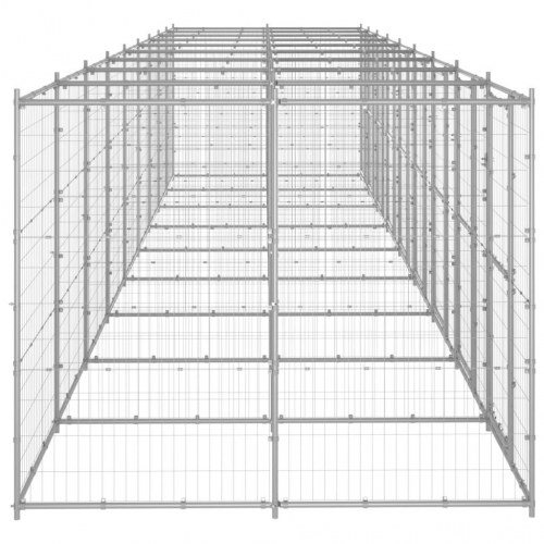 Udendørs hundebur/løbegård 21,78 m² - galvaniseret stål, sølv