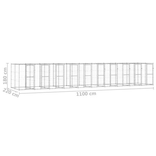 Udendørs hundebur 24,2 m² galvaniseret stål