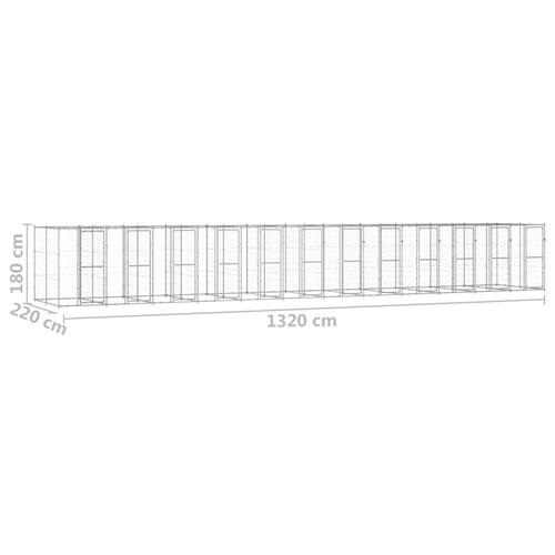 Udendørs hundebur 29,04 m² galvaniseret stål