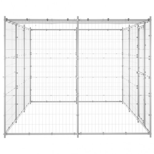 Udendørs hundebur med tag 7,26 m² galvaniseret stål