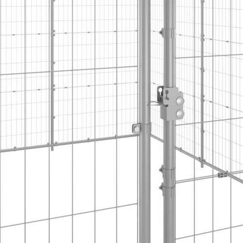 Udendørs hundebur/løbegård 14,52 m² - galvaniseret stål, sølv