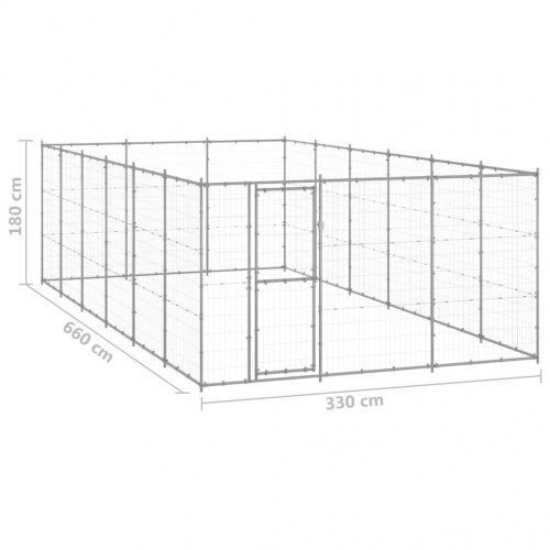 Udendørs hundebur 21,78 m² galvaniseret stål
