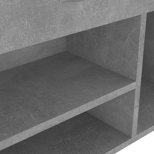Skobænk med hynde 104x30x49 cm spånplade betongrå