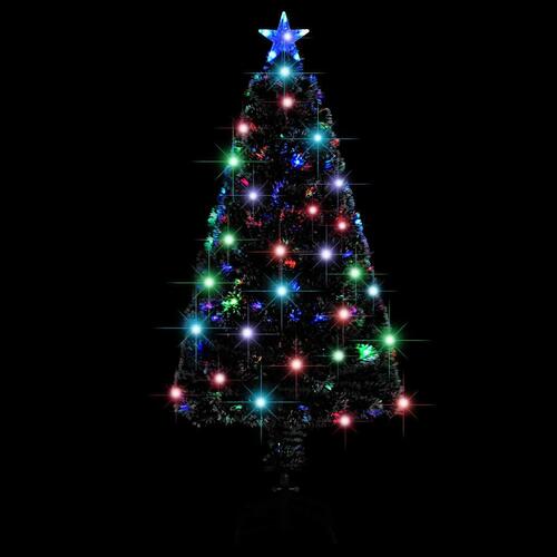 Kunstigt juletræ med fod og LED-lys 120 cm fiberoptisk