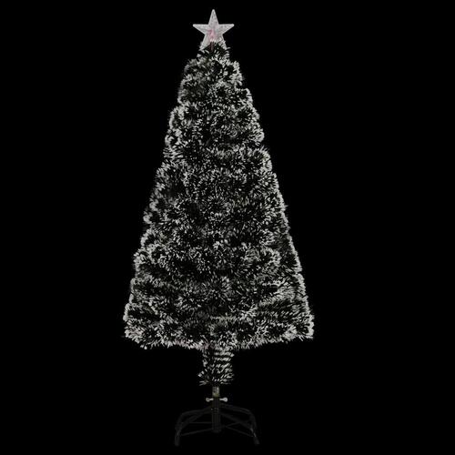 Kunstigt juletræ med fod og LED-lys 120 cm fiberoptisk