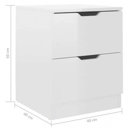 Sengeborde 2 stk. - 40×40×50 cm i hvid højglans, konstrueret træ