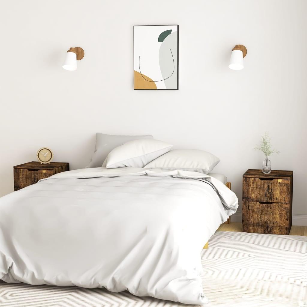 Sengeborde 2 stk. 40x40x50 cm konstrueret træ røget egetræ