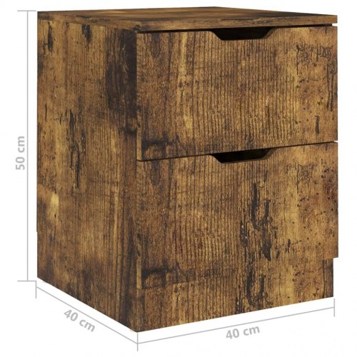 Sengeborde 2 stk. 40 x 40 x 50 cm - røget egetræ