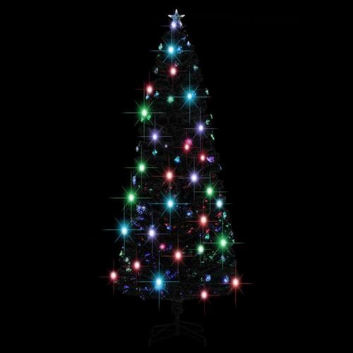 Kunstigt juletræ med fod og LED-lys 240 cm fiberoptisk