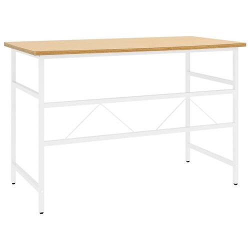 Computerbord 105x55x72 cm MDF metal hvid og lys egetræsfarvet