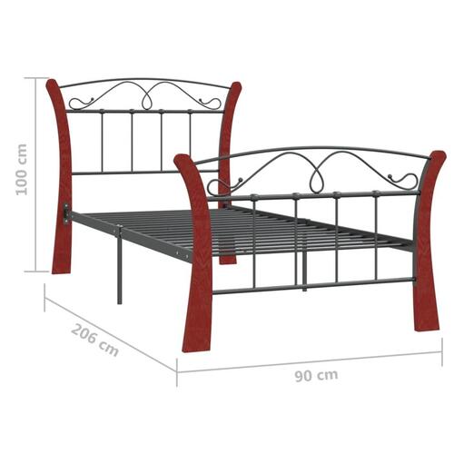 Sengeramme 90x200 cm metal sort