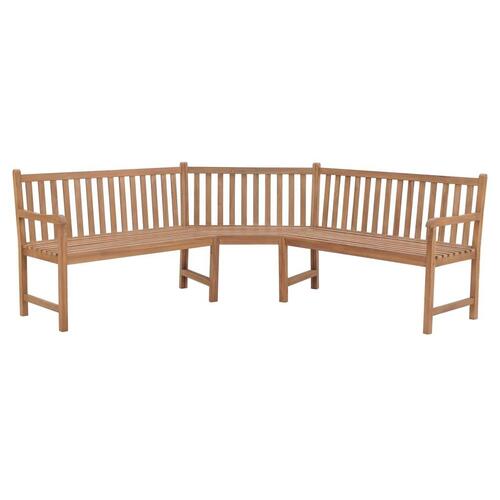 Hjørnebænk til haven 185x185x90 cm massivt teaktræ