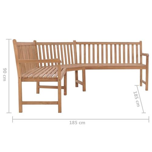 Hjørnebænk til haven 185x185x90 cm massivt teaktræ