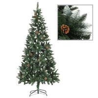 Kunstigt juletræ med grankogler og hvidt glitter 210 cm