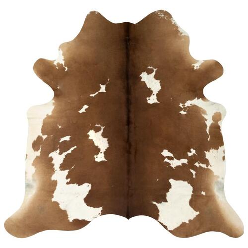 Gulvtæppe i ægte koskind 150 x 170 cm brun og hvid