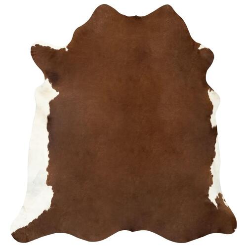Gulvtæppe i ægte koskind 150 x 170 cm brun og hvid