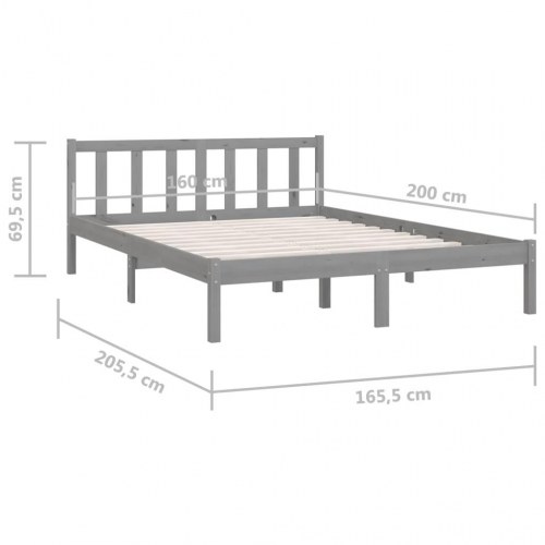 Sengeramme 160x200 cm massivt fyrretræ grå