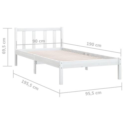 Sengeramme 90x190 cm 3FT Single massivt fyrretræ hvid