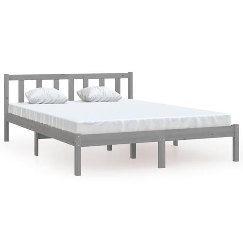 Sengestel 135x190 cm UK Double massivt fyrretræ grå