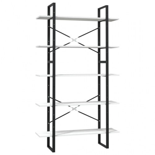 Bogreol med 5 hylder 100 x 30 x 175 cm i massivt fyrretræ - hvid