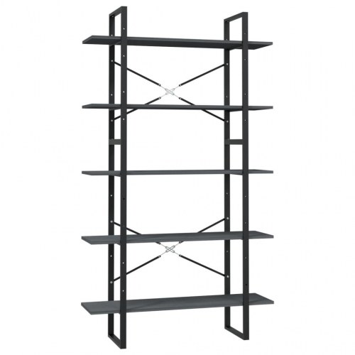 Bogreol med 5 hylder 100 x 30 x 175 cm - grå